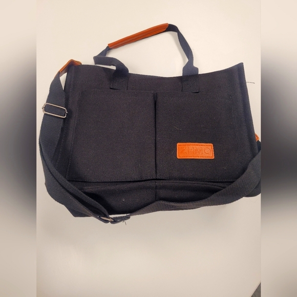 zhmo Handbags - ZHMO Black Canvas Tote Bag Lots Of Pockets Lether Trim